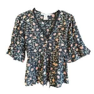 American Rag | Black Floral Blouse | Size Medium | NWOT 0851